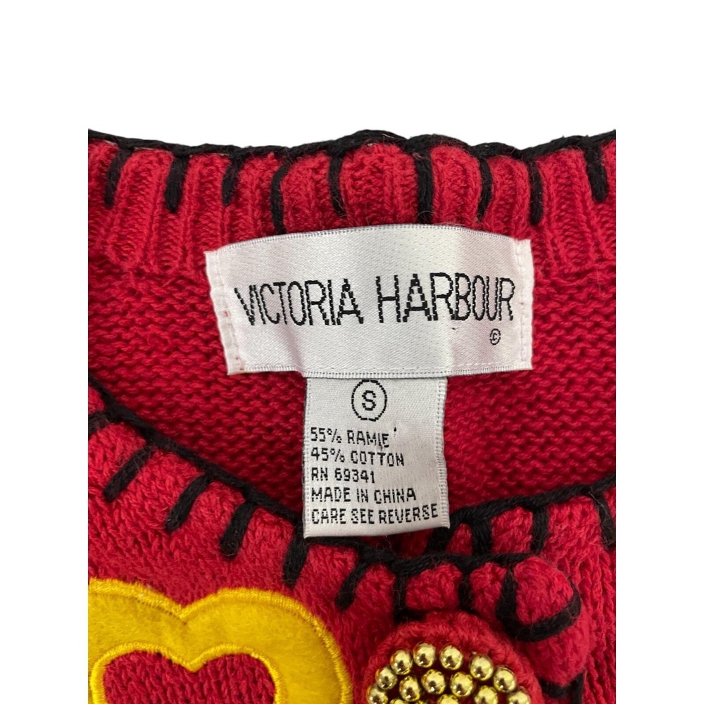 Victoria Harbour Red Knit Button Front Christmas Cardigan Sweater Womens‎ Size S - Picture 4 of 7